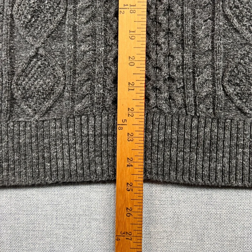 GAP‎ Budding Cable Knit Fisherman Sweater Men M Dark Charcoal Gray Cozy Normcore